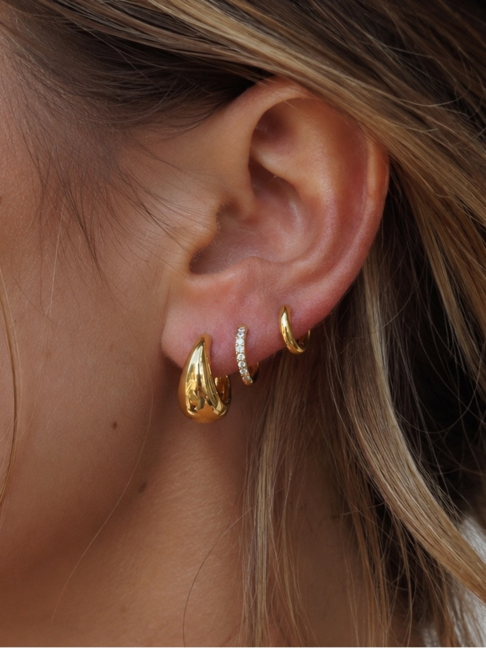3 Pairs | 18K Gold Plated Earring Set